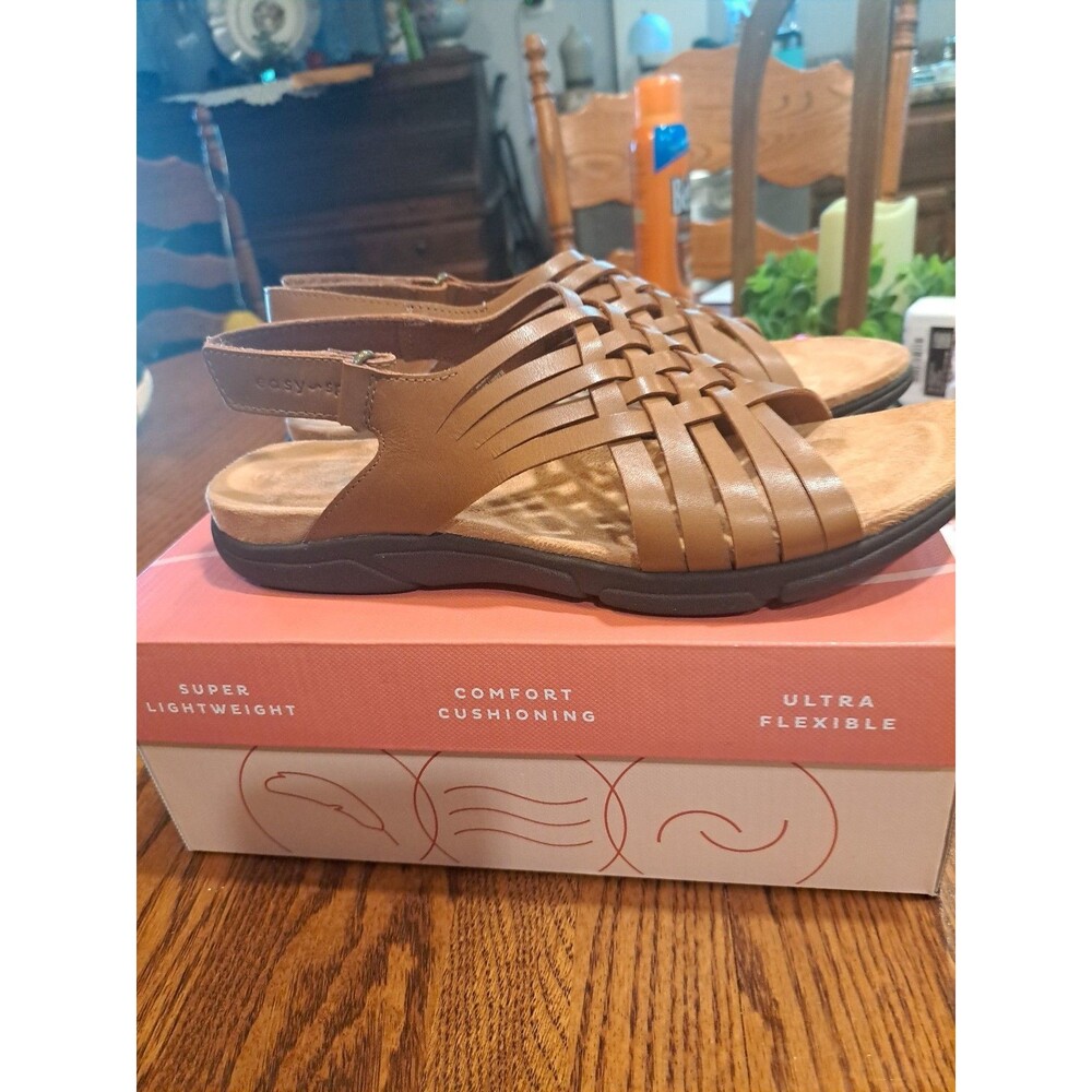 NEW Easy Spirit Women’s Mar Leather Slingback Sandals Cognac Size 8N - Picture 9 of 13